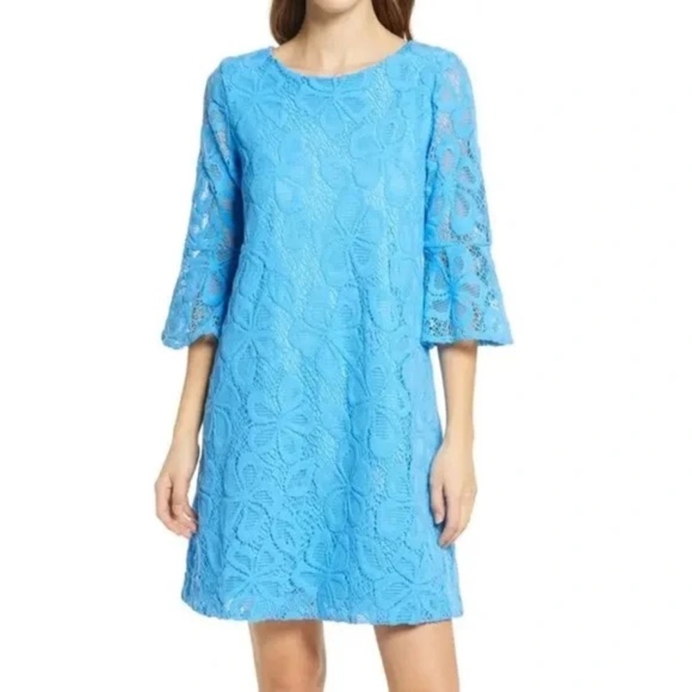 🏖️🍹 Lilly Pulitzer Blue Floral Dress – Size XL🍭🌺